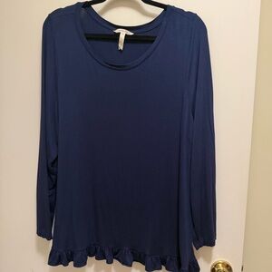 Matilda Jane Navy Ruffle-Hem Long Sleeve Tee